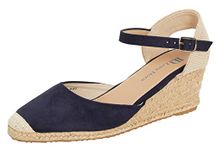 Lora Dora Womens Hessian Wedge Sandals Navy with Memory Foam 7 UK