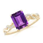 GOLDHARTZ Emerald-Cut Solitaire Infinity Twist Ring | 12 Birthstones | 925 Sterling Silver | 18kt Yellow Gold Overlay | Handcrafted | Engagement Ring | Best gift for her (GH0159-Amethyst Ring_11)
