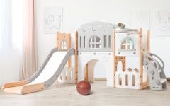 GarveeLife 8-in-1 Toddler Indoor Playground with Slide: Baby Slide Playset for Toddlers Ages 1-3 Outdoor Play, Kids Slide Includes Basketball Hoop, Climber, Crawling Tunnel, Telescope, Toy Storage