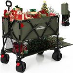 Overmont 400L Collapsible Double Decker Wagon Cart - Removable Big Wheels and Lock for All Terrain - Foldable Beach Wagon for Garden Camping Picnic Shopping - 450lbs Load