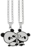 Kumshunie Stainless Steel Panda BFF Necklace for 2 Best Friends Cute Matching Couples Pendant Jewelry For Women, Silver