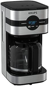 KRUPS Newer Model Drip Coffee Maker, 10-Cup, Black & Stainless Steel