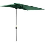Outsunny Balcony Half Parasol Semi Round Umbrella Patio Crank Handle (2.3m, Green)- NO BASE INCLUDED