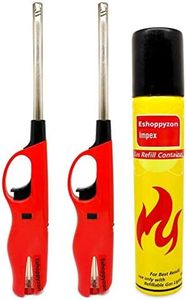 Eshoppyzon Refillable Adjustable Flame Kitchen Gas Stove Lighter Combo Pack of 2 with Refillable Bottle