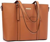BROMEN Women Briefcase 15.6 inch Laptop Tote Bag Vintage Leather Handbags Shoulder Work Purses Brown