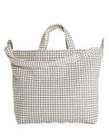 BAGGU Horizontal Zip Duck Bag, Natural Grid, One Size, Tote Bag