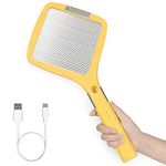 Mafiti Electric Fly Swatter,Rechargeable Mosquito Zapper Bug Zapper Racket Fly Killer Indoor Outdoor Light Camping Accessories (Yellow)