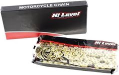 Hi Level heavy duty motorcycle chain, 428H-130 in gold, 130 links, 428 pitch, with split connecting link