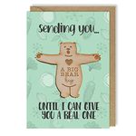 Little Pocket Hug Token - A Big Bear Hug Wooden Plaque With Postcard - Thinking Of You Miss You Gift