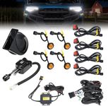 KEMIMOTO UTV Turn Signal Kit with Column Switch and Horn, 8 Hazard Lights, Plug-and-Play Pre-wired Street Light Street Legal Blinker Kit Compatible with Polaris Ranger, RZR, Can-Am, CFMOTO