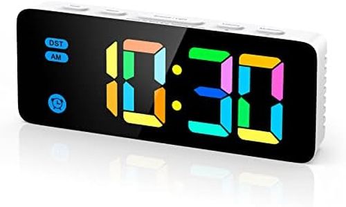 AMIR Digital Alarm Clock, Colorful LED Digital Clock with 7 RGB Digital, 4 Dimmable Backlight, 3 Adjustable Volumes, Snooze, 12/24Hr, USB Power Kids Clock for Heavy Sleepers Kids