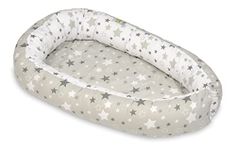 Velinda Baby nest, cushion, soft,0-8 months, snuggly,Baby sleeping, newborn, 100% cotton (pattern: white/grey stars on grey - white/grey stars on whi)