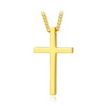 Cross Pendant Necklace, 18K Gold Plated Stainless Steel Chain Necklace Simple Solid Polished Cross Necklace for Men Boy, Metal