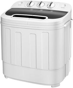 SUPER DEAL Compact Mini Twin Tub Washing Machine 13lbs Capacity Portable Washer Wash and Spin Cycle Combo, Built-in Gravity Drain for Camping, Apartments, Dorms, College, RV’s and Small Spaces