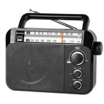 Retekess TR604 Portable Radio, Radios Mains and Battery, FM AM Radio, Large Display and Knob, Large Speaker, 3.5mm Headphone Jack, Clear Sound, Easy to Use for Elderly (Black)