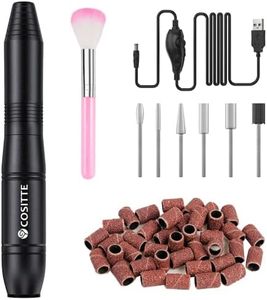 COSITTE USB Electric Nail Drill Machine, Portable Electric Nail File Efile Set, Nail Drills for Acrylic Nails Professional Manicure Pedicure Tools for Home Salon Use, Black
