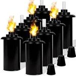 8 Pack Torch Canisters 12 oz. Outdoor Torch Replacement Canister Bamboo Torch Refill Canister with Wicks and Covers, Outdoor Decorative Lighting Metal Torch for Lawn Patio Backyard, DIY Garden Decor