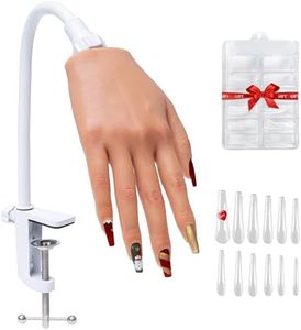 Veikmv Practice Hand for Acrylic Nails,Realistic Silicone Training Hand with Flexible Fingers for Nail Art Practice,Professional Mannequin Hand Model Kit for Gel Polish & Manicure Beginners