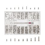 YIXISI 500 PCS Tiny Micro Repair Screw Kit, 18 Sizes Stainless Steel Tiny Screws with Screwdriver, M1.2 M1.4 M2 Watch Glasses Computer Replacement Screws Kit, Silver