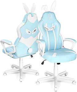 JOYFLY Silla Gaming Kawaii con Soporte Lumbar, con Orejas de Conejo, Ergonómica Silla Gamer, Silla de Oficina de Carreras, Altura Ajustable, para Niñas (Azul Claro)