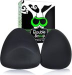 Double Scoop® Triangle Big Bust Inserts w/Bonus Tape Sticky Strips, Shapewear for Large Breast Bra Cup, Replacement Bra Pads, Nipple Covers Smoother, Lightweight Plus Size DD+ (Black)