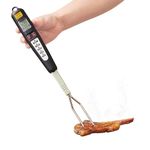 Beyond Group 80-09 Digital Meat Instant Read Thermometer with LED Screen and Ready Alarm, Kitchen Probe with Long Fork for Grilling, Barbecue and Cookin, l, White