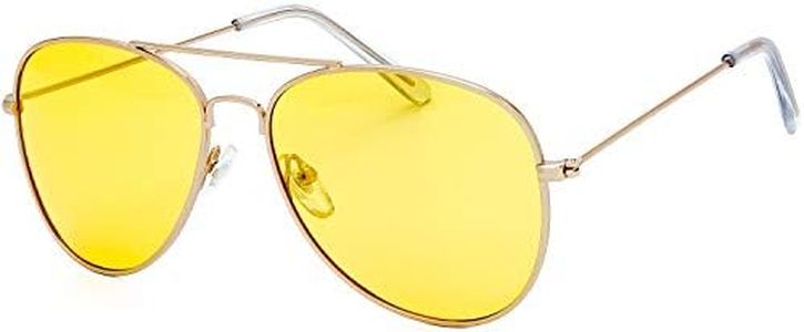 The Fresh Men Women Driving Polarized HD Sight Night Vision Driving Anti-Glare Glasses Yellow Lens Frame Ultra Light (125b-Gold, Yellow Night Vision), 125b-gold, Large