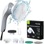 Electric Spin Scrubber, Cordless Electric Cleaning Brush with 6 Replaceable Brush Heads & 2 Adjustable Speeds, IP67 Waterproof Shower Scrubber,Handle Power Scrubber for Tub Tile Floor Kitchen Bathroom