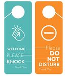 Do Not Disturb Sign and Welcome Please Knock Door Hanger Signs, 2 Pack, Double Sided, Ideal for using in any places like Offices, Clinics, Law Firms, Hotels or during Therapy, Massage