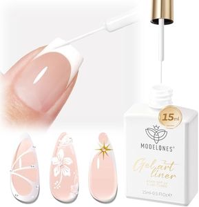modelones White French Tip Liner Gel Polish, 15 ML Classic Color Nail Art Paint Swirl with Upgraded Fine Line Brush Soak Off U V DIY Home Salon Professional Manicure Design Gift for Women