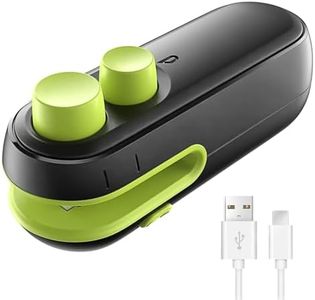 Fallcat Bag Sealer Mini, Rechargeable 2 in 1 Heat Sealer with Cutter For Chip Bags, Plastic Bag Resealer Keep Food Fresh, Sellador de bolsas Plasticas, Black/Green