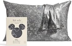 Mickey/Minnie x Kitsch Satin Pillowcase with Zipper - Softer Than Silk Pillow Cases for Hair & Skin Cooling Pillow Cases Covers | Satin Pillow Cases Standard Size (Minnie-Malist, 1 Pack)