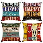 Cushion Covers 45 x 45 cm，Set of 4 pillow cover Cotton and Linen Pillow case Cushion Covers for Sofa garden bed couch cushions（Love-1）