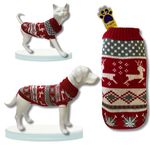 A+a Pets' Cozy Knitted Flannel Sweater - Soft, Warm, Comfortable Fleece, Cold Weather Clothes for Dogs and Cats (Xmas, Maroon, 3XL)