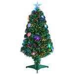 Yaheetech 3ft/90cm Fibre Optic Tabletop Christmas Tree with Multicolor Snow Flake Lights Prelit Artificial Xmas Tree Holiday Decoration for Home/Office 1Pack