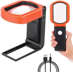 Magnifying Glass with Light, Double Glass Lens Handheld Illuminated Magnifier Reading Magnifying Glass with for Seniors Read, Coins, Stamps, Map, Inspection, Macular Degeneration