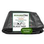 MYPURECORE Heavy Duty Waterproof Tarpaulin - Black Tarp for Outdoor Protection - Durable Groundsheet, Tent Shield, Trailer & Trampoline Cover - UV & Weatherproof Sheet for Camping & Garden (2x3m)