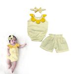 The Root And Craft Kids Birthday Photoshoot Outfit Dress Girls Romper with Hairband Born Baby Photography Photoshoot Props(0 to 3 Month) Yellow (9-12 Month)