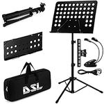 DSL Music Stand - Music Stands for Sheet with Carrying Bag - Metal Sheet Music Stand Foldable with Tripod Base - Black