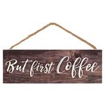 P. Graham Dunn But First Coffee Espresso Brown 10 x 3.5 Pine Wood String Sign