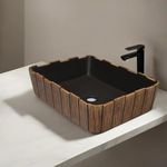 OBCO Ceramic Wash Basin Table Top Sink |Counter Top Sink | Vessel Sink | Bathroom Sink | Over count sink For Bathroom & Living Room | 19x 15x 5 Inches/Brown Marble Basin, matt Finish (OBCO-90)