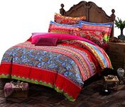 Ustide Bohemian Cotton Bedding Set Comforter-Cover Shams, King Size