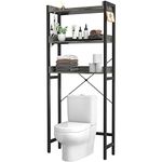 Ecoprsio Over-The-Toilet Storage Rack, 3-Tier Bathroom Organizer Shelf Over Toilet, Freestanding Space Saver Toilet Stands with 4 Hooks, Grey