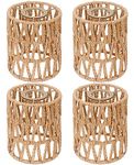 4 Pack Rattan Lamp Shade, Retro Small Wicker Lamp Shade Replacement, 6in Height, 4.9in Diameter, Woven Lampshade for Floor Lamps, Pendant Light, Chandelier, Desk lamp, Wall Sconces Light Fixture