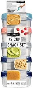 Fit & Fresh Small Plastic Containers with Lids 4 oz, Small Snack Containers with Lids for Adults and Kids, Reusable Leakproof Dressing and Condiment Containers with Multicolor Lids, 5PK, Light