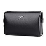 Men Clutch Bag Leather Business Code Lock Wallet Handbag Wrist Bag Anti Theft Zip Around Purse Office Checkbook Handbag Credit Card Cash,Black