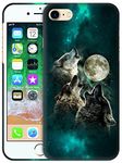 Glisten - iPhone SE 3 2022 Case, iPhone SE 2020/7 / 8 Case - Moon Wolf Face Design Printed Slim, Sleek & Cute Plastic Hard Snap on Protective Designer Back Phone Case for iPhone SE 3 / SE 2/7 / 8