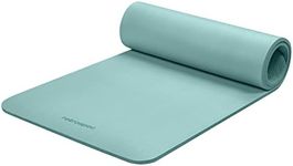 Retrospec Solana Yoga Mat 1/2" Thick w/Nylon Strap for Men & Women - Non Slip Excercise Mat for Yoga, Pilates, Stretching, Floor & Fitness Workouts, Blue Ridge