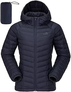 CAMELSPORTS Women's Down Jacket Hooded Winter Light Weight Short Puffer Coats with Thermal Heat Reflective Lining Packable Warm Windproof Ladies Parka Fashion