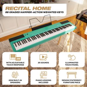 Alesis Recital 88-Key Digital Piano – Turquoise